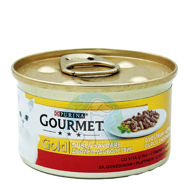 کنسرو گربه گوشت گاو چانکی 85گرمی Gourmet Gold